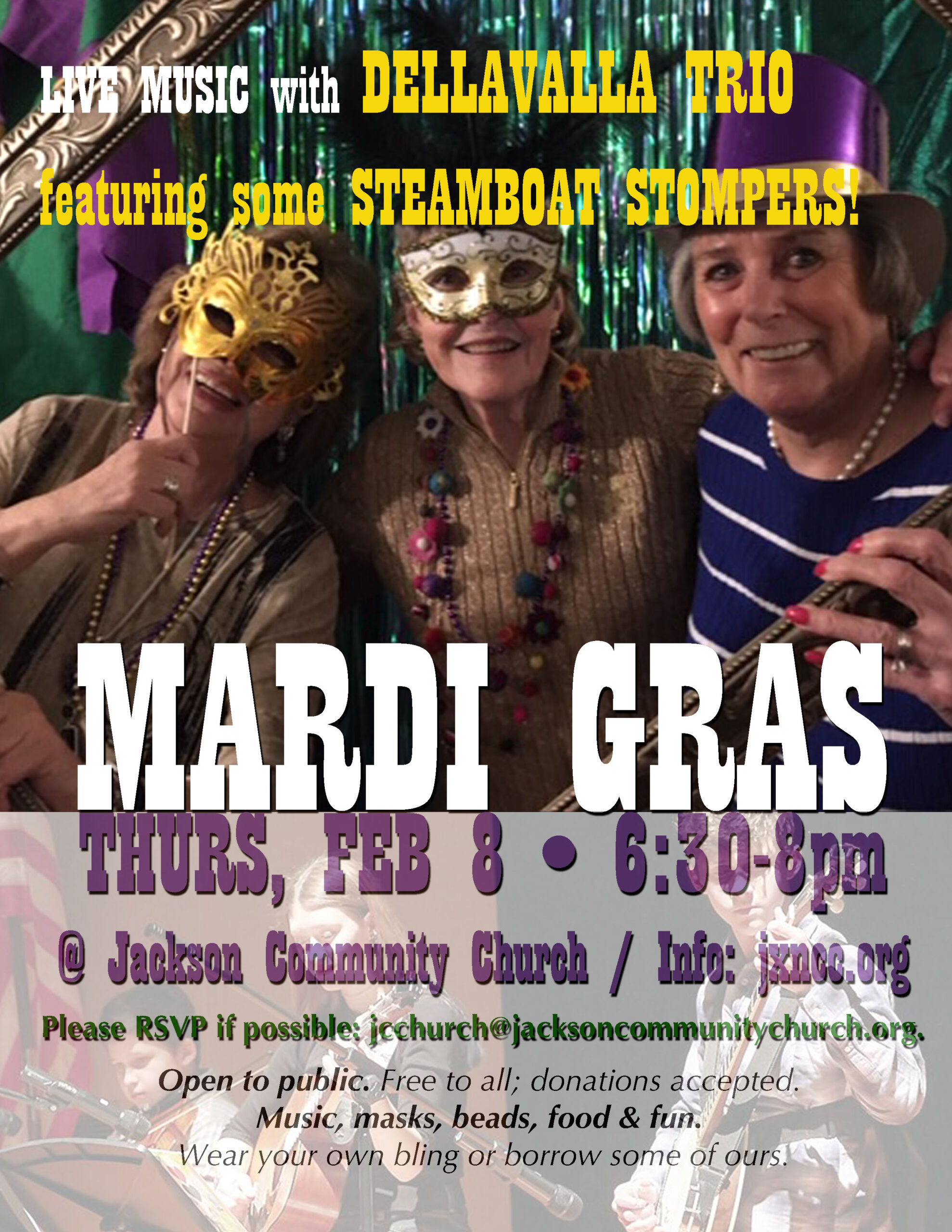 MARDI GRAS with DellaValla Trio: Thurs, Feb 8th, 6:30-8pm