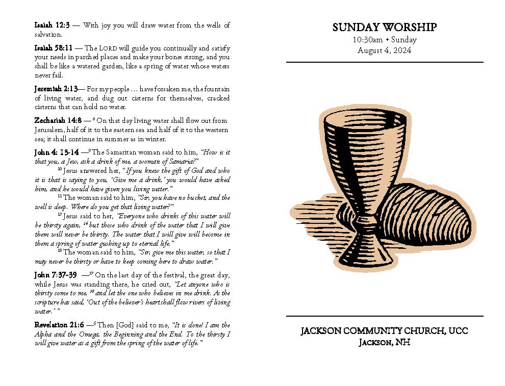 Sunday, Aug 4th Worship with Communion – Jackson Community Church