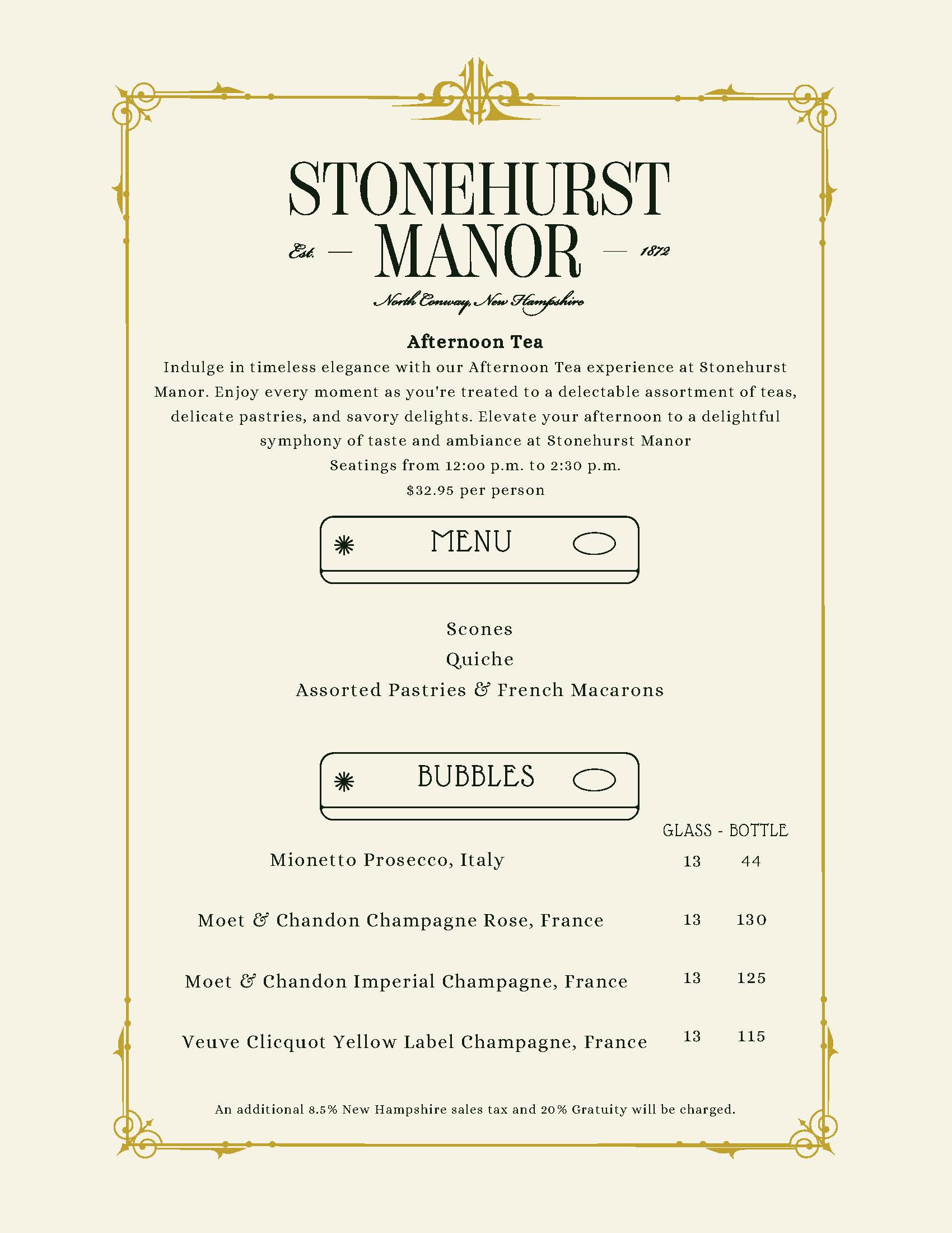 Ladies Afternoon Tea @ Stonehurst Manor — RSVP for Wed, May 27 — Noon-2:30pm