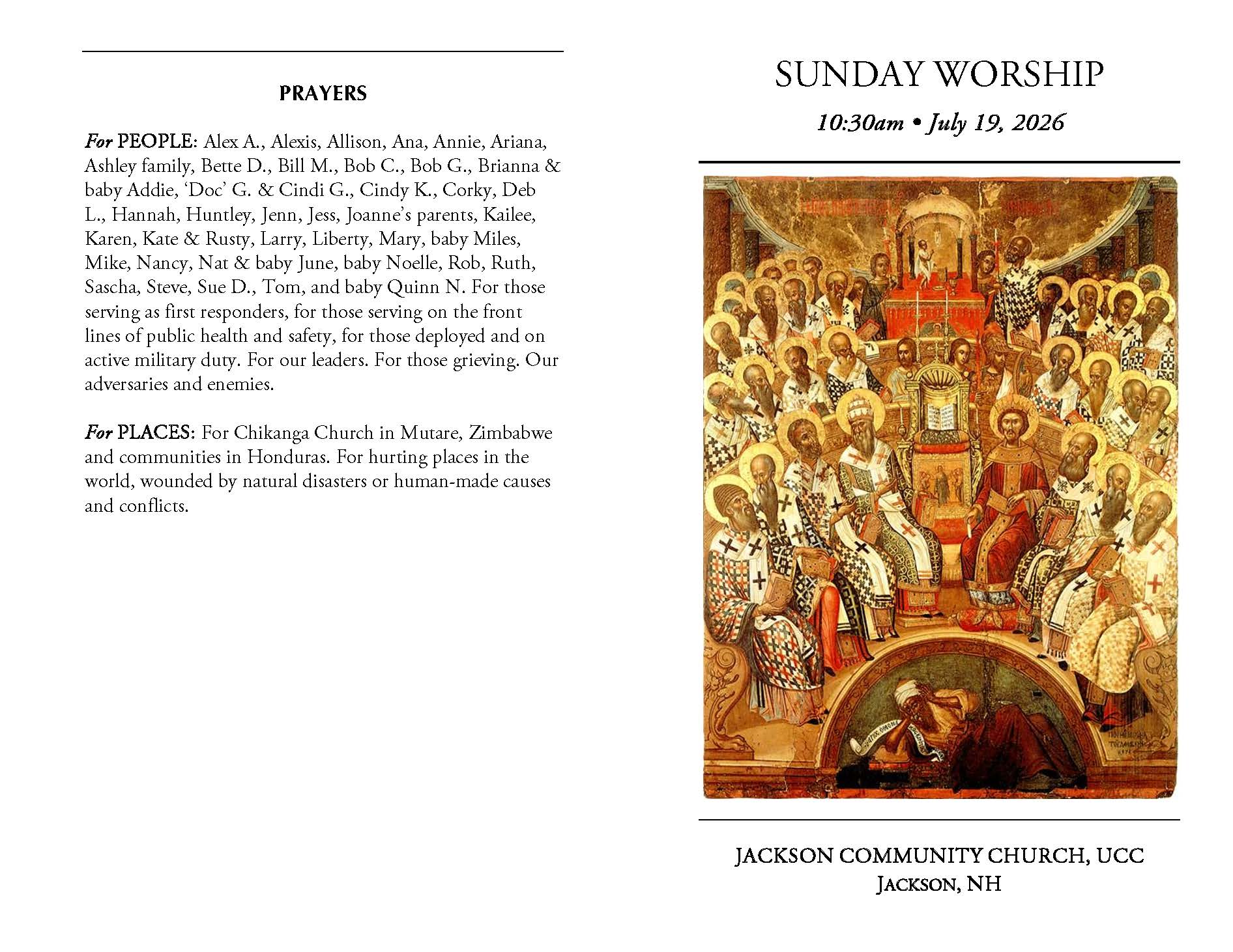 July 19 – 10:30am Worship